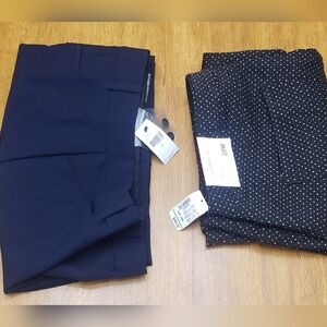 NWT 2 Pants-Sz20 Lane Bryant Navy Slacks and Black Polka Dot Capri Shorts Casual